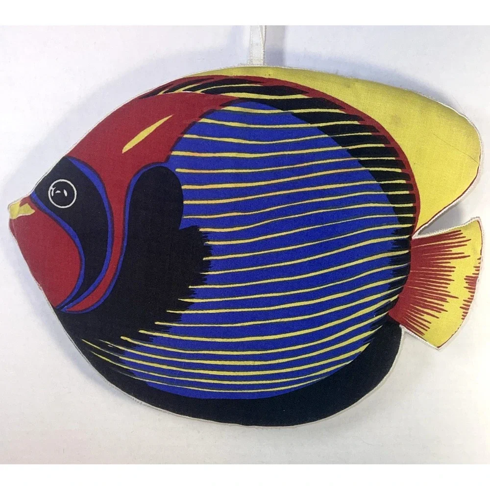 Set of 8 Vtg HSM Hallie St. Mary INC nautical Fish Decorative Cushions Hot Pads